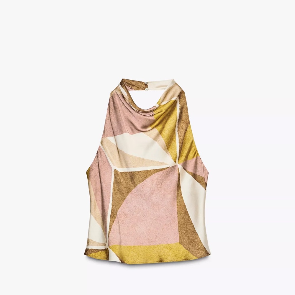 Zara Geometric Print Ruffle Halter - Picture 5 of 7